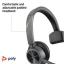 Poly Voyager 4310 - Headset - on-ear - Bluetooth - wireless, wired - USB-A - black - Certified for Microsoft Teams thumbnail 6