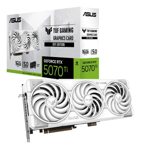 ASUS TUF Gaming GeForce RTX 5070 Ti 16GB BTF - White Edition - graphics card - GeForce RTX 5070 Ti - 16 GB GDDR7 - PCI Express 5.0 - 3 x DisplayPort, HDMI - white — view 12