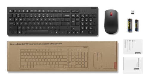 Lenovo Essential Wireless Combo Gen 2 - Keyboard and mouse set - wireless - 2.4 GHz - QWERTY - UK - black - brown box — view 7