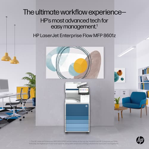 HP LaserJet Enterprise Flow mfp 8601z - Multifunction printer - B/W - laser - A3 (297 x 420 mm), A4 (210 x 297 mm), Legal (216 x 356 mm) (original) - A3/Ledger (media) - up to 70 ppm (copying) - up to 70 ppm (printing) - 2180 sheets - 33.6 Kbps - Gigabit LAN, USB 3.0, USB 2.0 host, USB 3.0 host — view 8