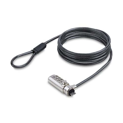 StarTech.com Slim Lock K-Slot Compatible, 6.6ft Combination Locking Cable - Security cable lock - black & silver - 2 m - TAA Compliant