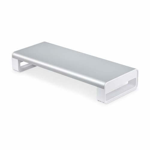 StarTech.com Ergonomic Monitor Riser Stand, 33lb Max, Fixed height 3.5in - Monitor stand - desktop - white & silver - TAA Compliant