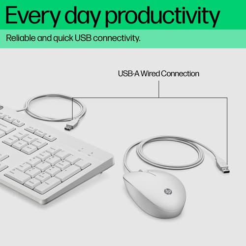 HP 225 - Keyboard and mouse set - 100% - full size - USB - UK - cashmere white — view 6
