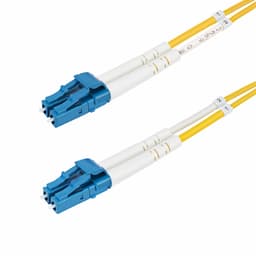 StarTech.com 2m (6.6ft) LC to LC (UPC) OS2 Single Mode Duplex Fiber Optic Cable, 9/125�m, Laser Optimized, 10G, Bend Insensitive, Low Insertion Loss - LSZH Fiber Patch Cord (SMDOS2LCLC2M) - Patch cable - LC/UPC single-mode (M) to LC/UPC single-mode (M) - 2 m - 2 mm - fibre optic - duplex - 9 / 125 micron - OS1/OS2 - halogen-free, passive - yellow