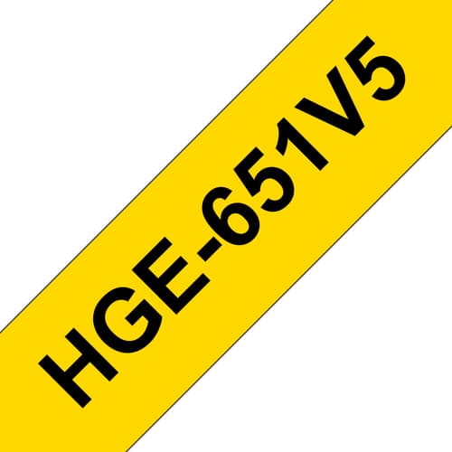 Brother HGE-651V5 - Black on yellow - Roll (2.4 cm x 8 m) 5 cassette(s) laminated tape - for P-Touch PT-9500pc, PT-9700PC, PT-9800PCN, P-Touch R RL-700S