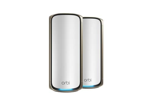 NETGEAR Orbi 970 Series RBE972S - Wi-Fi system - (router, extender) - up to 5,400 sq.ft - mesh 10GbE, 2.5GbE, Wi-Fi 7 Quad-Band