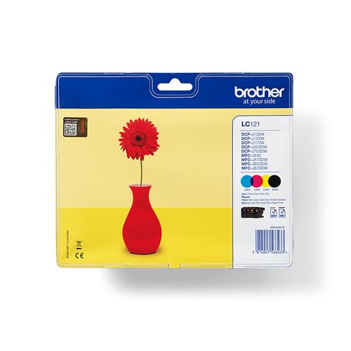 Brother LC121 Value Pack - Black, yellow, cyan, magenta - original - blister - ink cartridge - for Brother DCP-J132, DCP-J152, DCP-J552, DCP-J752, MFC-J245, MFC-J470, MFC-J650, MFC-J870