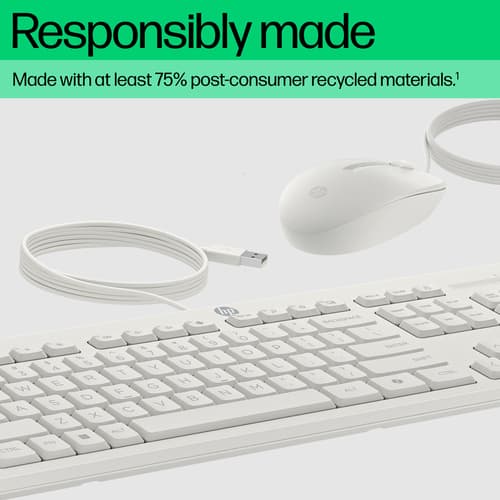 HP 225 - Keyboard and mouse set - ambidextrous, 3-zone layout, standard key travel - full size - USB - UK - cashmere white — view 7