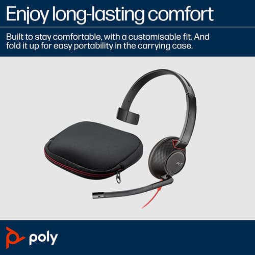Poly Blackwire 5210 - Blackwire 5200 series - headset - on-ear - wired - 3.5 mm jack, USB-C - black - Certified for Microsoft Teams, Certified for Skype for Business, Cisco Jabber Certified, Avaya Certified, Works With Chromebook Certified, Zoom Certified, UC certified — view 10