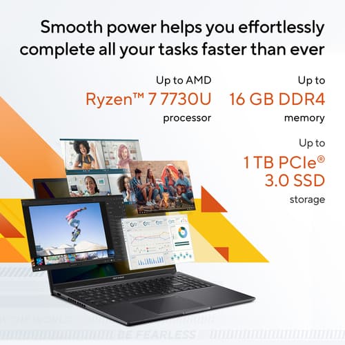 ASUS Vivobook 16 M1605YA-MB456W - 180-degree hinge design - AMD Ryzen 7 - 7730U / up to 4.5 GHz - Win 11 Home - Radeon Graphics - 16 GB RAM - 1 TB SSD NVMe - 16" 1920 x 1200 - cool silver — view 14