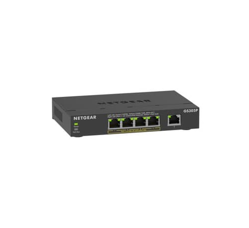 NETGEAR 300 Series GS305P - Version 3 - switch - SOHO - unmanaged - 5 x 10/100/1000 (4 PoE+) - desktop, wall-mountable - PoE+ (63 W)
