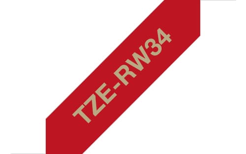 Brother TZe-RW34 - Gold on wine red - Roll (1.2 cm x 4 m) 1 cassette(s) ribbon tape - for Brother PT-D600, H110, P-Touch PT-E310, P-Touch Cube PT-P300, P-Touch Embellish PT-D215