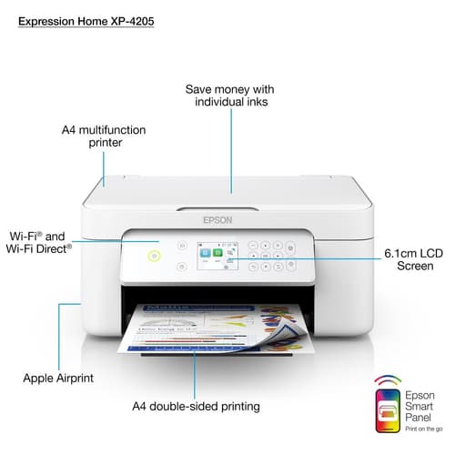 Epson Expression Home XP-4205 - Multifunction printer - colour - ink-jet - A4/Legal (media) - up to 10 ppm (printing) - 100 sheets - USB, Wi-Fi - white — view 7