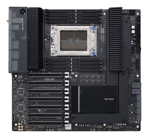 ASUS Pro WS WRX80E-SAGE SE WIFI II - Motherboard - extended ATX / SSI EEB - Socket sWRX8 - AMD WRX80 Chipset - USB-C 3.2 Gen 2x2, USB-C 3.2 Gen2, USB 3.2 Gen 2, USB 3.2 Gen 1 - 2 x 10 Gigabit LAN, Wi-Fi 6E, Bluetooth - HD Audio (8-channel) — view 4