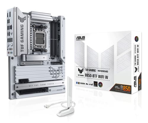 ASUS TUF GAMING B850-BTF WIFI W - Motherboard - ATX - Socket AM5 - AMD B850 Chipset - USB-C 3.2 Gen 2x2, USB-C 3.2 Gen2, USB 3.2 Gen 2, USB 3.2 Gen 1, USB4 - Wi-Fi 7, 2.5 Gigabit LAN, Bluetooth - onboard graphics (CPU required) - HD Audio (8-channel)
