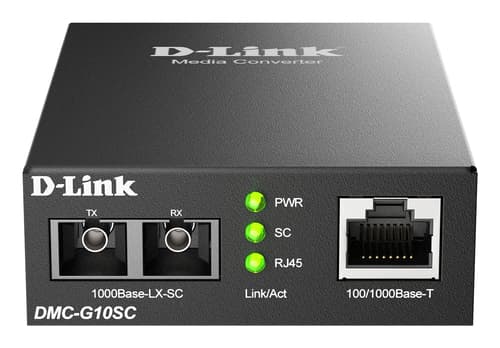D-Link DMC G10SC - Fibre media converter - 1GbE - 10Base-T, 100Base-TX, 1000Base-T, 1000Base-LX - RJ-45 / SC single-mode - up to 10 km - 1310 nm