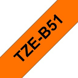 Brother TZe-B51 - Standard adhesive - black on fluorescent orange - Roll (2.4 cm x 5 m) 1 cassette(s) laminated tape - for Brother PT-D600, P-Touch PT-D800, E550, E800, P900, P950, P-Touch Cube Plus PT-P710