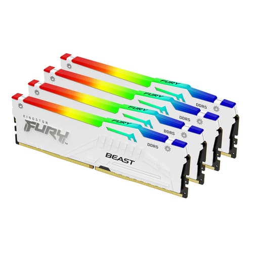 Kingston FURY Beast RGB - DDR5 - kit - 64 GB - DIMM 288-pin - 6000 MT/s / PC5-48000 - CL40 - 1.35 V - unbuffered - on-die ECC - white