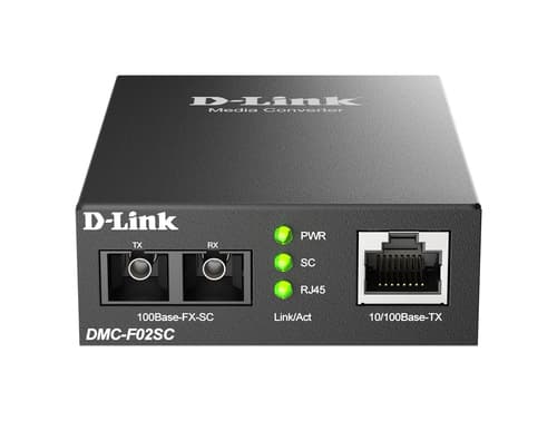 D-Link DMC F02SC - Fibre media converter - 100Mb LAN - 10Base-T, 100Base-FX, 100Base-TX - RJ-45 / SC multi-mode - up to 2 km - 1310 nm