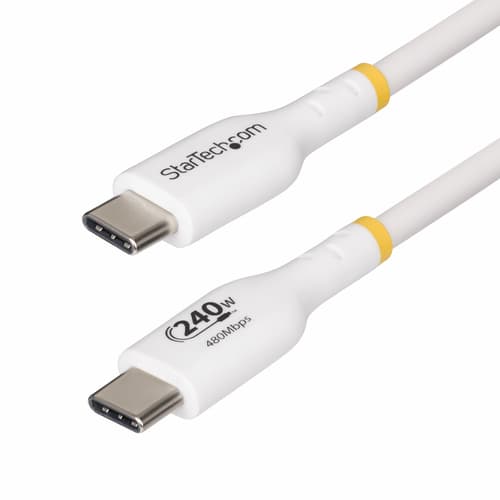 StarTech.com 1m USB C Charging Cable, USB-IF Certified USB-C Cable, 240W - USB cable - 24 pin USB-C (M) to 24 pin USB-C (M) - USB 2.0 - 48 V - 5 A - 1 m - USB Power Delivery (240W), extended power range (EPR), Power Delivery 3.1 support, halogen-free, passive - white