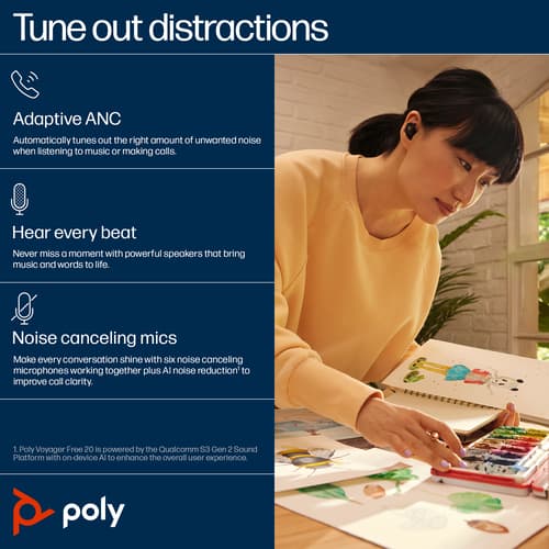 Poly Voyager Free 20 - Customer Special 1 - true wireless earphones with mic - in-ear - Bluetooth - active noise cancelling - black — view 4