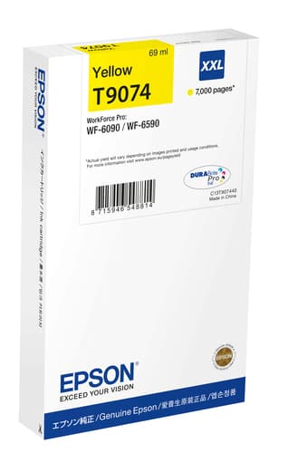 Epson T9074 - 69 ml - XXL size - yellow - original - ink cartridge - for WorkForce Pro WF-6090, WF-6590 — view 1