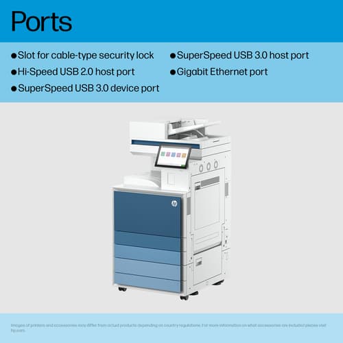 HP LaserJet Enterprise MFP 8601dn - Multifunction printer - B/W - laser - 297 x 432 mm (original) - A3/Ledger (media) - up to 70 ppm (copying) - up to 70 ppm (printing) - 2180 sheets - Gigabit LAN, USB 2.0 host, USB 3.0, USB 3.0 host — view 5