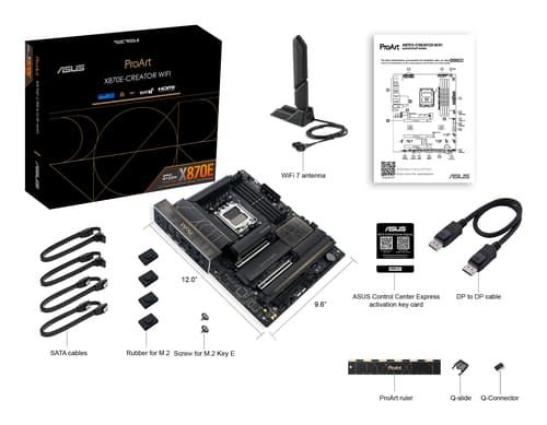 ASUS ProArt X870E-CREATOR WIFI - Motherboard - ATX - Socket AM5 - AMD X870E Chipset - USB4, USB-C 3.2 Gen 2x2, USB 3.2 Gen 2, USB 3.2 Gen 1 - Wi-Fi 7, 10 Gigabit LAN, Bluetooth - onboard graphics (CPU required) - HD Audio (8-channel) — view 12