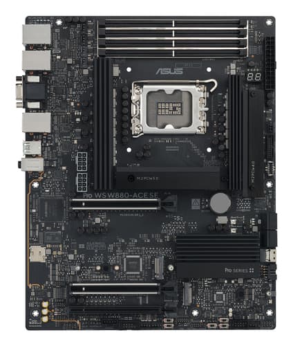 ASUS Pro WS W880-ACE SE - Motherboard - ATX - LGA1851 Socket - W880 Chipset - USB4, USB 3.2 Gen 2x2, USB 3.2 Gen 2, USB 3.2 Gen 1 - 2 x 2.5 Gigabit LAN, Gigabit LAN - onboard graphics - HD Audio (8-channel) — view 3