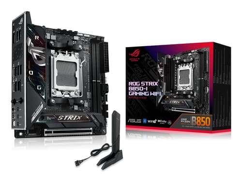 ASUS ROG STRIX B850-I GAMING WIFI - Motherboard - mini ITX - Socket AM5 - AMD B850 Chipset - USB-C 3.2 Gen 2x2, USB-C 3.2 Gen2, USB 3.2 Gen 2, USB 3.2 Gen 1 - 2.5 Gigabit LAN, Wi-Fi 7, Bluetooth - onboard graphics (CPU required) - HD Audio (8-channel)