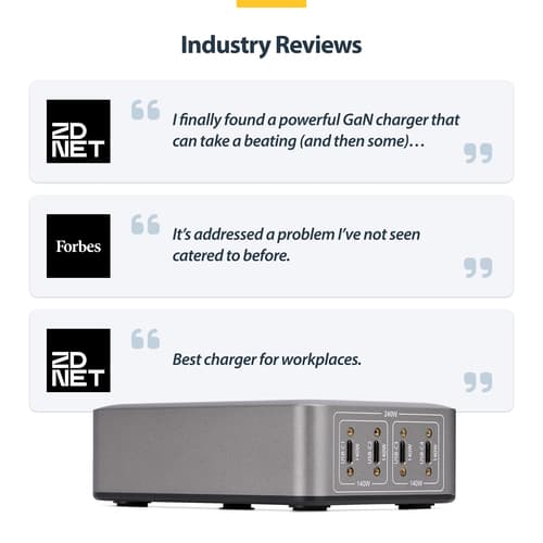 StarTech.com 4-Port USB-C Charger, 240W Total, Single Port 140W EPR - Power adapter - with surface mount bracket - 240 Watt - 5 A - Power Delivery 3.1 - 4 output connectors (24 pin USB-C) — view 25