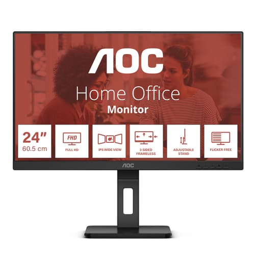 AOC 24E3QAF - LED monitor - 24" - 1920 x 1080 Full HD (1080p) @ 75 Hz - IPS - 1000:1 - 4 ms - HDMI, VGA, DisplayPort - speakers - textured black