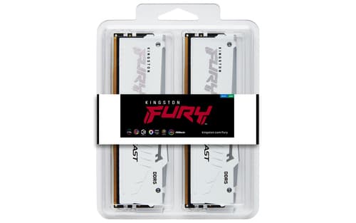 Kingston FURY Beast RGB - DDR5 - kit - 32 GB: 2 x 16 GB - DIMM 288-pin - 6400 MHz / PC5-51200 - CL32 - 1.4 V - unbuffered - on-die ECC - white — view 6