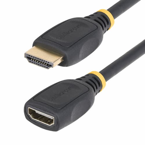 StarTech.com 18in HDMI 2.0 Extension Cable, 4K 60Hz, M/F - High Speed - HDMI extension cable - HDMI male to HDMI female - 50 cm - shielded - black - 4K60Hz support, passive