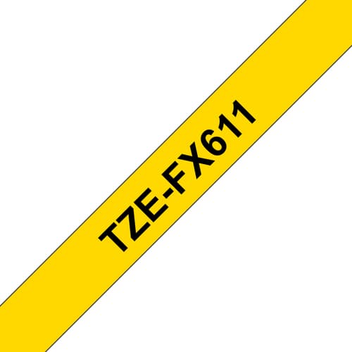 Brother TZe-FX611 - Black on yellow - Roll (0.6 cm x 8 m) 1 cassette(s) flexible tape - for Brother PT-D210, D600, H110, H200, P-Touch PT-E310, E550, P900, P-Touch Cube Plus PT-P710