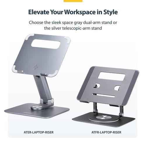 StarTech.com - Notebook stand - 360� swivel, telescopic height adjustment - desktop - silver — view 13