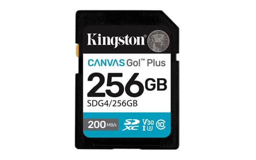 Kingston Canvas Go! Plus - Flash memory card - 256 GB - Video Class V30 / UHS-I U3 / Class10 - SDXC UHS-I
