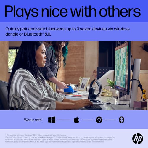 HP 715 - Mouse - multi-device, rechargeable - 7 buttons - wireless, wired - Bluetooth 3.0, 2.4 GHz - USB wireless receiver - black — view 6