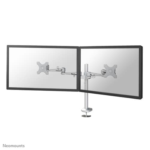 Neomounts FPMA-D935DG - Mounting kit - full-motion - for 2 LCD displays - silver - screen size: 10"-27" - grommet, desk-mountable — view 1