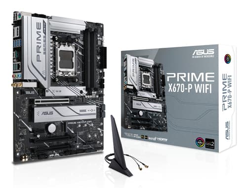 ASUS Prime X670-P WIFI - Motherboard - ATX - Socket AM5 - AMD X670 Chipset - USB-C 3.2 Gen 1, USB-C Gen 2x2, USB 3.2 Gen 1, USB 3.2 Gen 2 - 2.5 Gigabit LAN, Wi-Fi 6, Bluetooth - onboard graphics (CPU required) - HD Audio (8-channel)