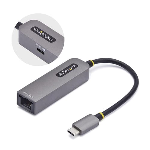 StarTech.com 2.5GbE USB-C to Ethernet Adapter - Network adapter - USB-C 3.2 Gen 1 / Thunderbolt 3 - 10M/100M/1G/2.5 Gigabit Ethernet + USB-C 3.2 Gen 1 - space grey