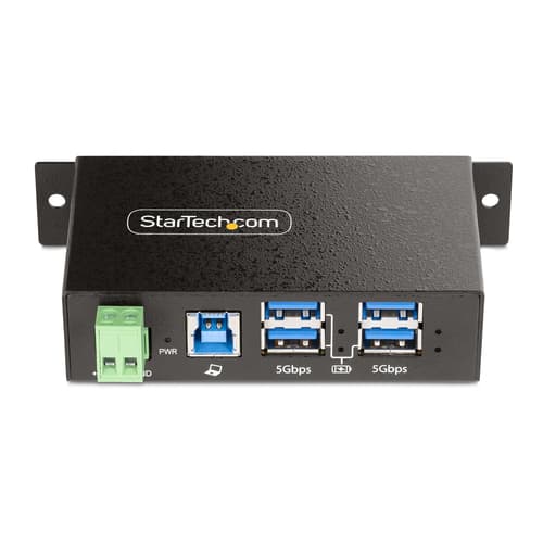 StarTech.com 4-Port Managed USB Hub with 4x USB-A, Heavy Duty with Metal Industrial Housing, ESD & Surge Protection, Wall/Desk/Din-Rail Mountable, USB 3.0/3.1/3.2 Gen 1 5Gbps - Hub - 3 x USB 3.2 Gen 2 + 1 x USB 3.2 Gen 1 - wall-mountable, desktop, DIN rail mountable - TAA Compliant — view 4
