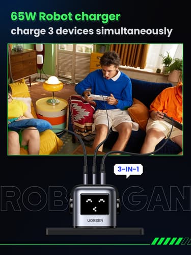Ugreen USB-A+2C 65W UNO GAN CHARGER Mobile phone, Laptop, Tablet Black AC, USB Indoor — view 11
