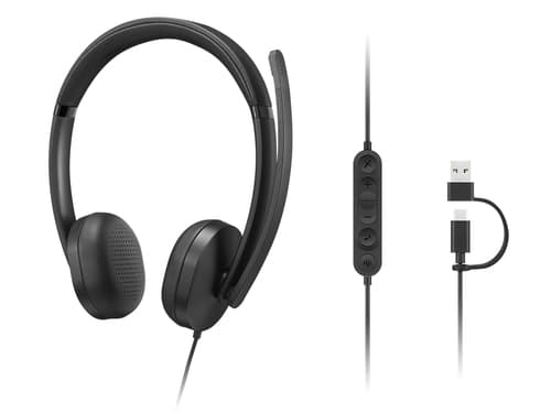 Lenovo 5000 - Headset - on-ear - wired - USB-C - black - Certified for Microsoft Teams — view 7
