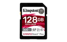 Kingston Canvas React Plus - Flash memory card - 128 GB - Video Class V90 / UHS-II U3 / Class10 - SDXC UHS-II