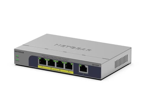 NETGEAR GS105P - Switch - unmanaged - 1 x 10/100/1000 + 4 x 10/100/1000 (PoE+) - desktop, wall-mountable - PoE+ (63 W) — view 4