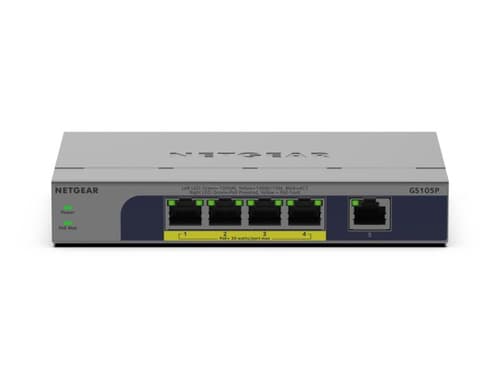 NETGEAR GS105P - Switch - unmanaged - 1 x 10/100/1000 + 4 x 10/100/1000 (PoE+) - desktop, wall-mountable - PoE+ (63 W) — view 3