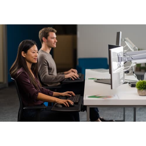 Kensington SmartFit One-Touch Dual Monitor Arm - Mounting kit - adjustable arm - for 2 monitors - metal - silver grey - screen size: 13"-32" - C-clamp, grommet, desk-mountable — view 16
