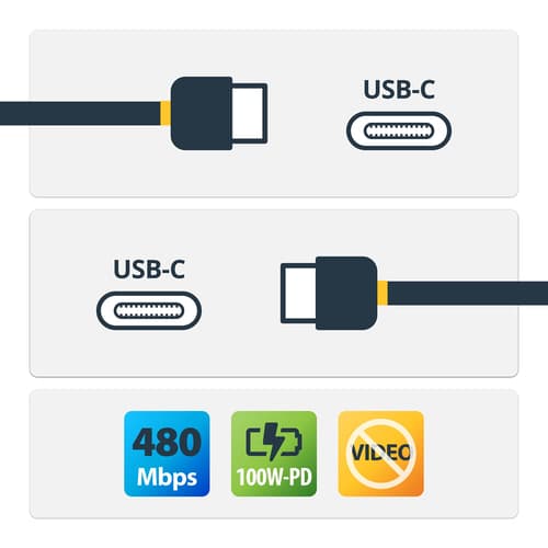 StarTech.com USB C to USB C Cable - 6 ft / 2m - 5A PD - M/M - White - USB 2.0 - USB-IF Certified - USB Type C Cable - USB C Charging Cable (USB2C5C2MW) - USB cable - 24 pin USB-C (M) to 24 pin USB-C (M) - Thunderbolt 3 / USB 2.0 - 5 A - 2 m - white