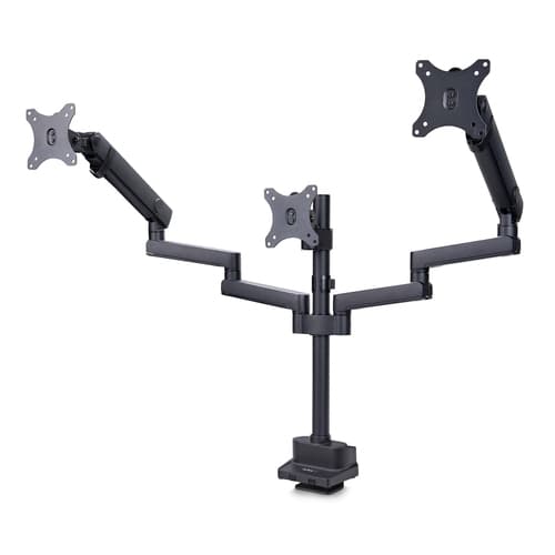 StarTech.com Triple Monitor Desk Mount For Up To Three 27in Screens, VESA 75x75/100x100, Tool-Less Arm Adjustments, C-Clamp/Grommet Mount, Spring-Assisted Arms